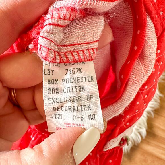 Vintage Quilted Baby Romper Jumper Red - Picture 5 of 6